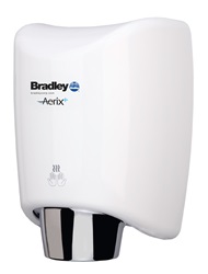 Aerix+ Hand Dryer; Aluminum, White, 110-120V, Adj Dry Time, Heated, Surf-Mtd