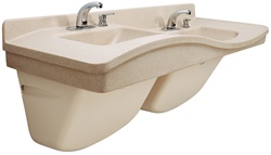 FL-2H Frequency Lavatory system, Double Station (high arch), Includes faucets