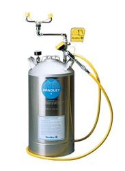S19-690  PORTABLE 10 GALLON STAINLESS STEEL PRESSURE TANK W/ EYEWASH & 8' DRENCH HOSE