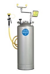 S19-788  PORTABLE 15 GALLON STAINLESS STEEL PRESSURE TANK W/ EYEWASH & 8' DRENCH HOSE